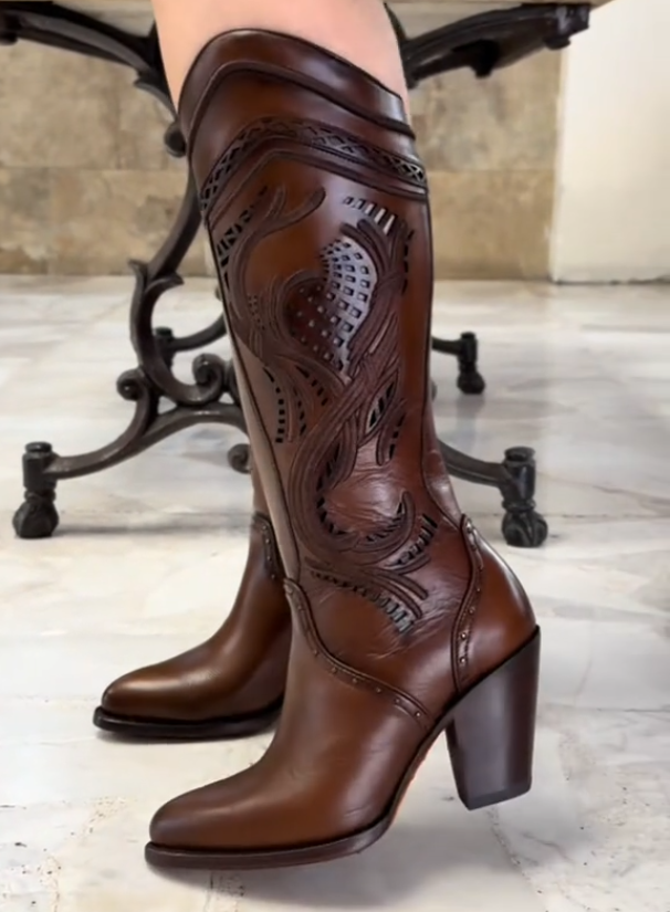 Exquisite women's over-the-knee leather boots