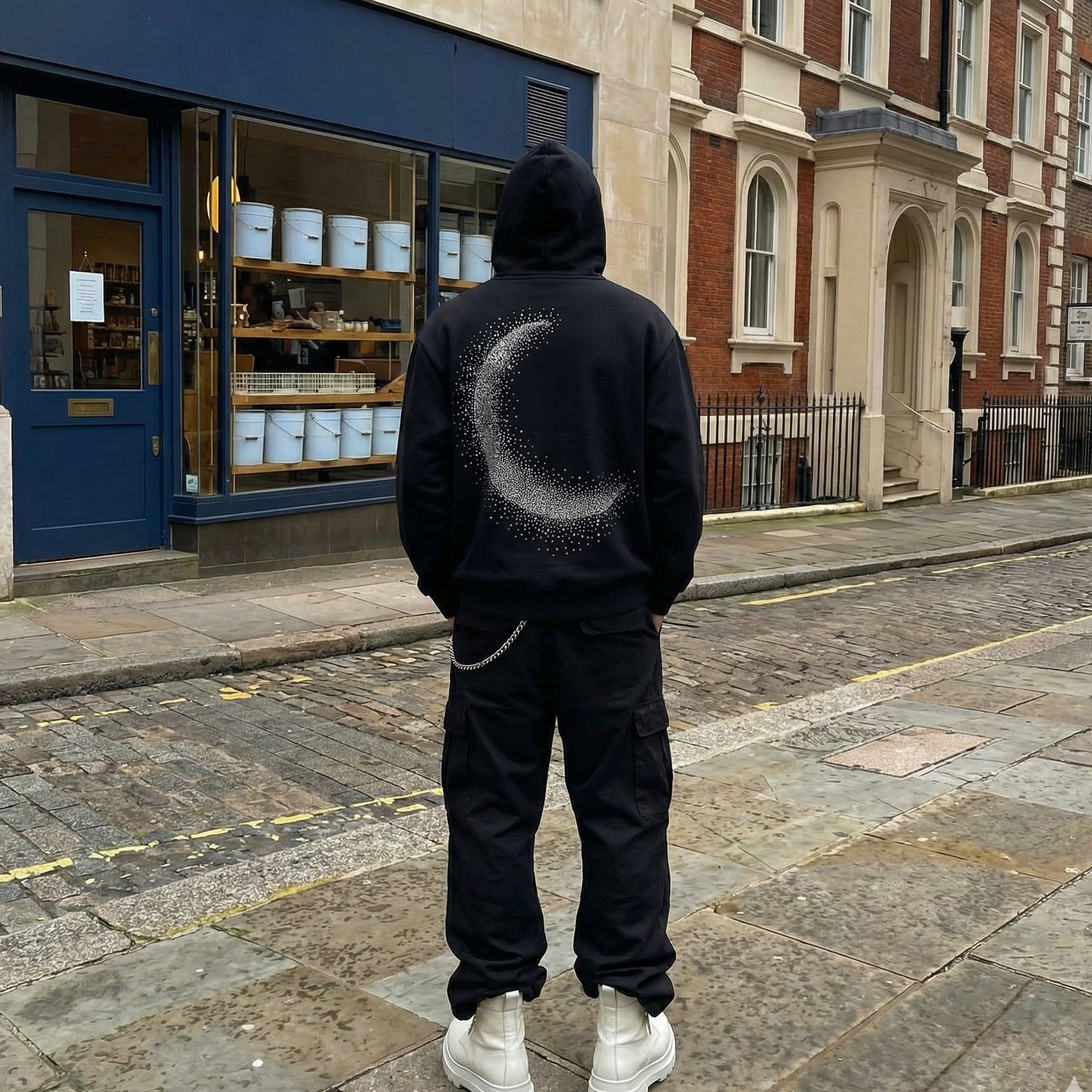 Rhinestone Moon Hoodie- Couple Style