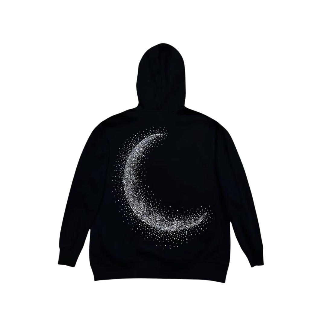 Rhinestone Moon Hoodie- Couple Style