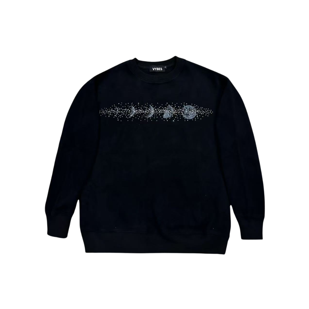 Rhinestone Moon Crewneck- Couple Style