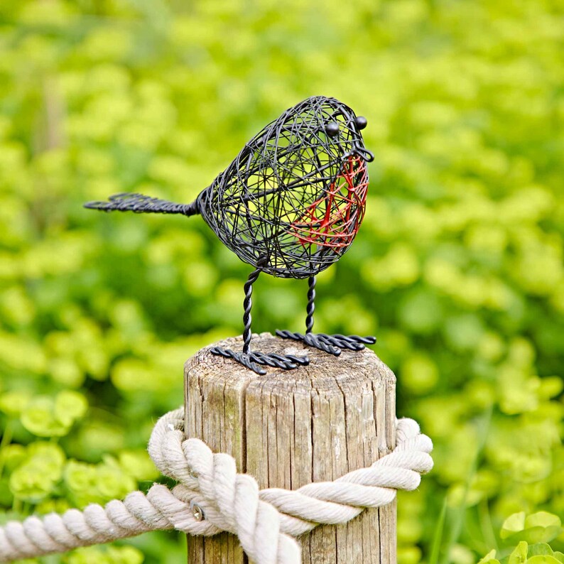 Handmade wire robin decorative ornament
