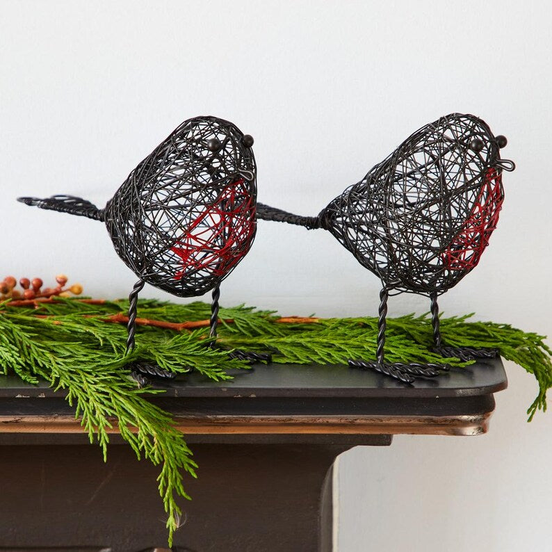 Handmade wire robin decorative ornament