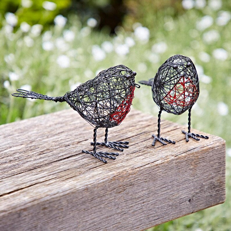 Handmade wire robin decorative ornament