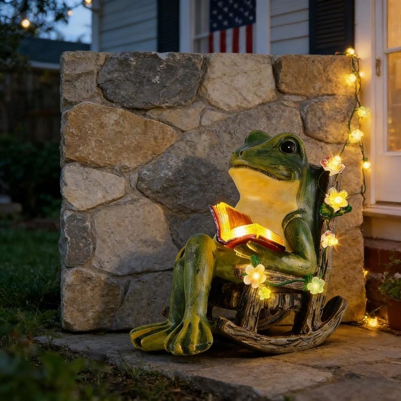 Resin Frog Rocking Chair Garden Statue
