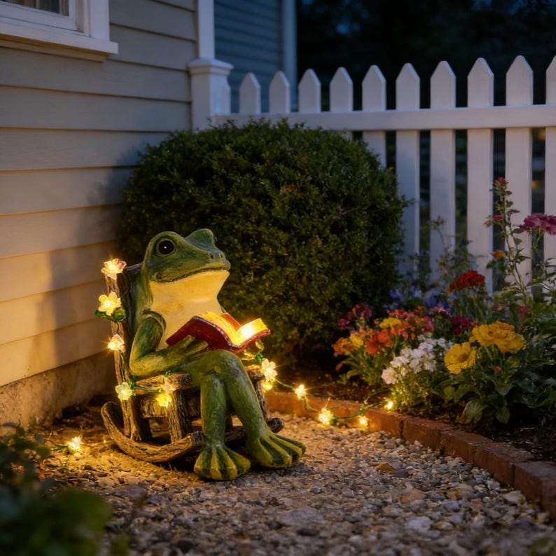 Resin Frog Rocking Chair Garden Statue