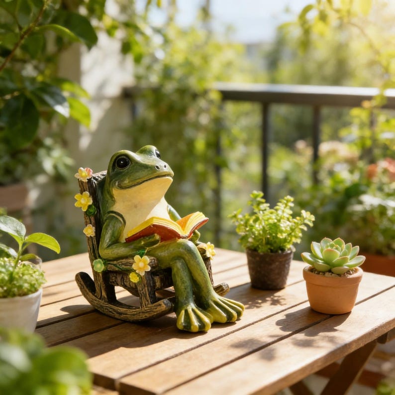 Resin Frog Rocking Chair Garden Statue