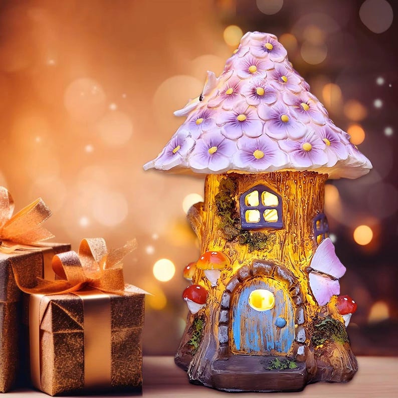 Solar-powered mushroom cottage garden decoration