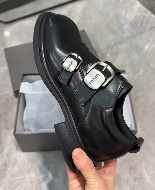 Women's luxury British style round-toe leather shoes