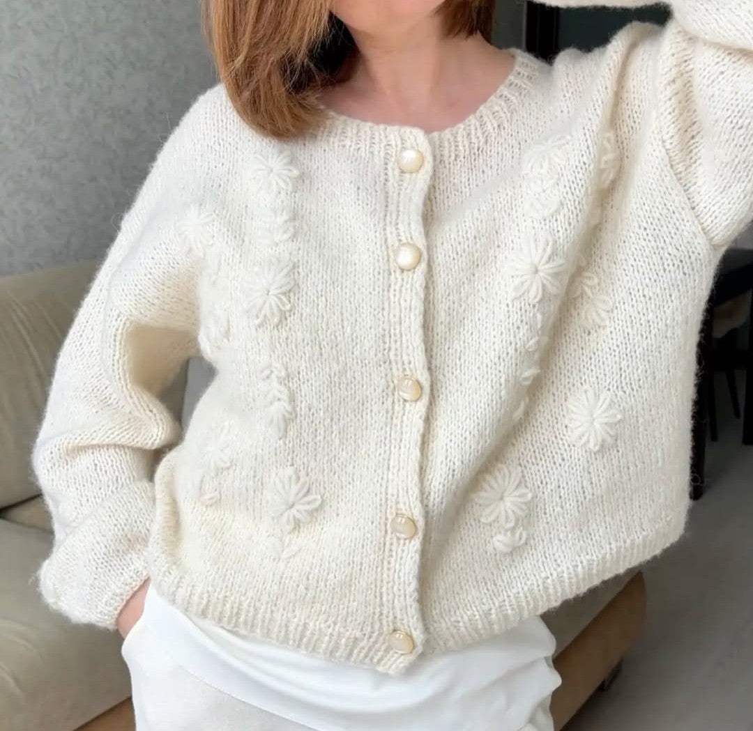 Women's hand-crocheted floral cardigan