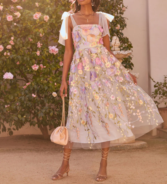 Falling Flower Midi Dress