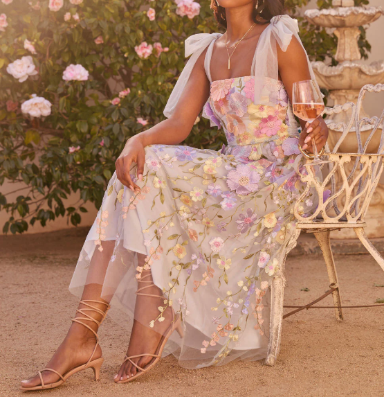 Falling Flower Midi Dress