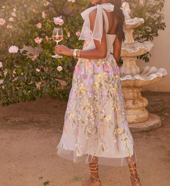 Falling Flower Midi Dress