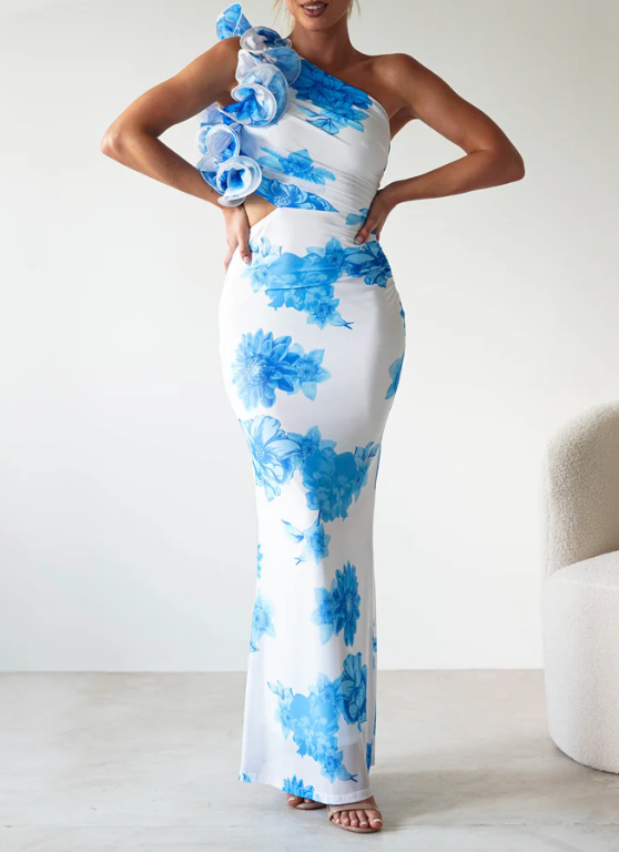 Women's Ruffle Print Dress