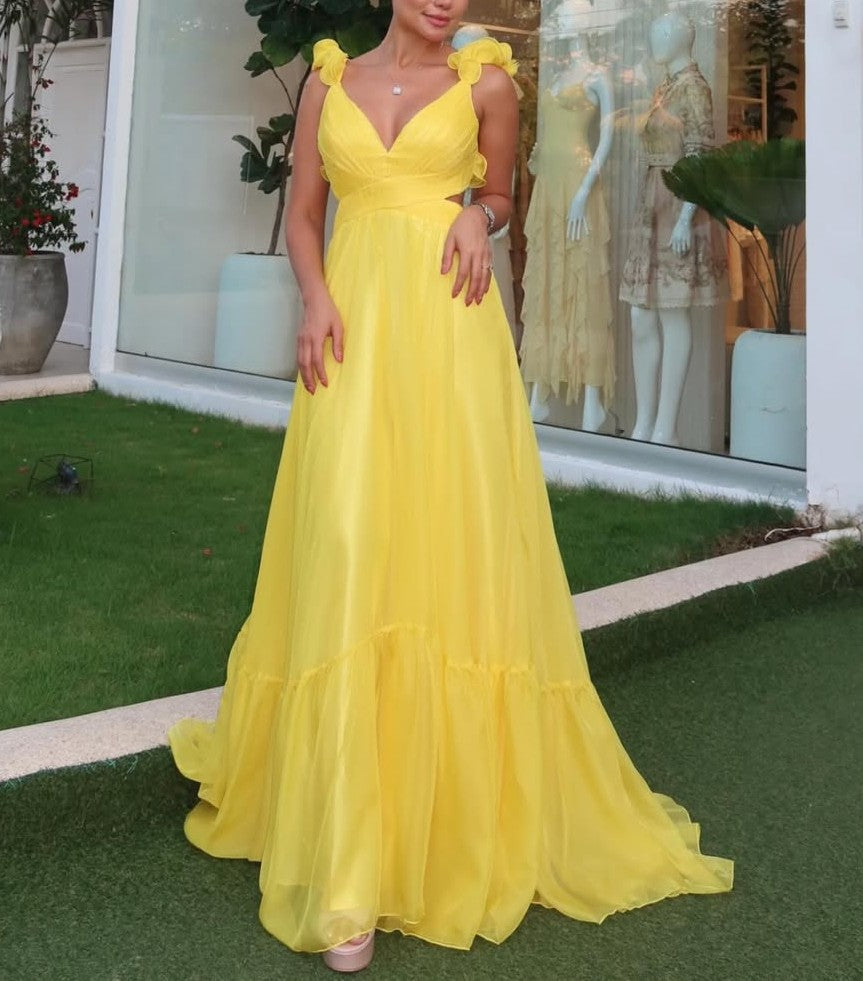Elegant yellow long dress