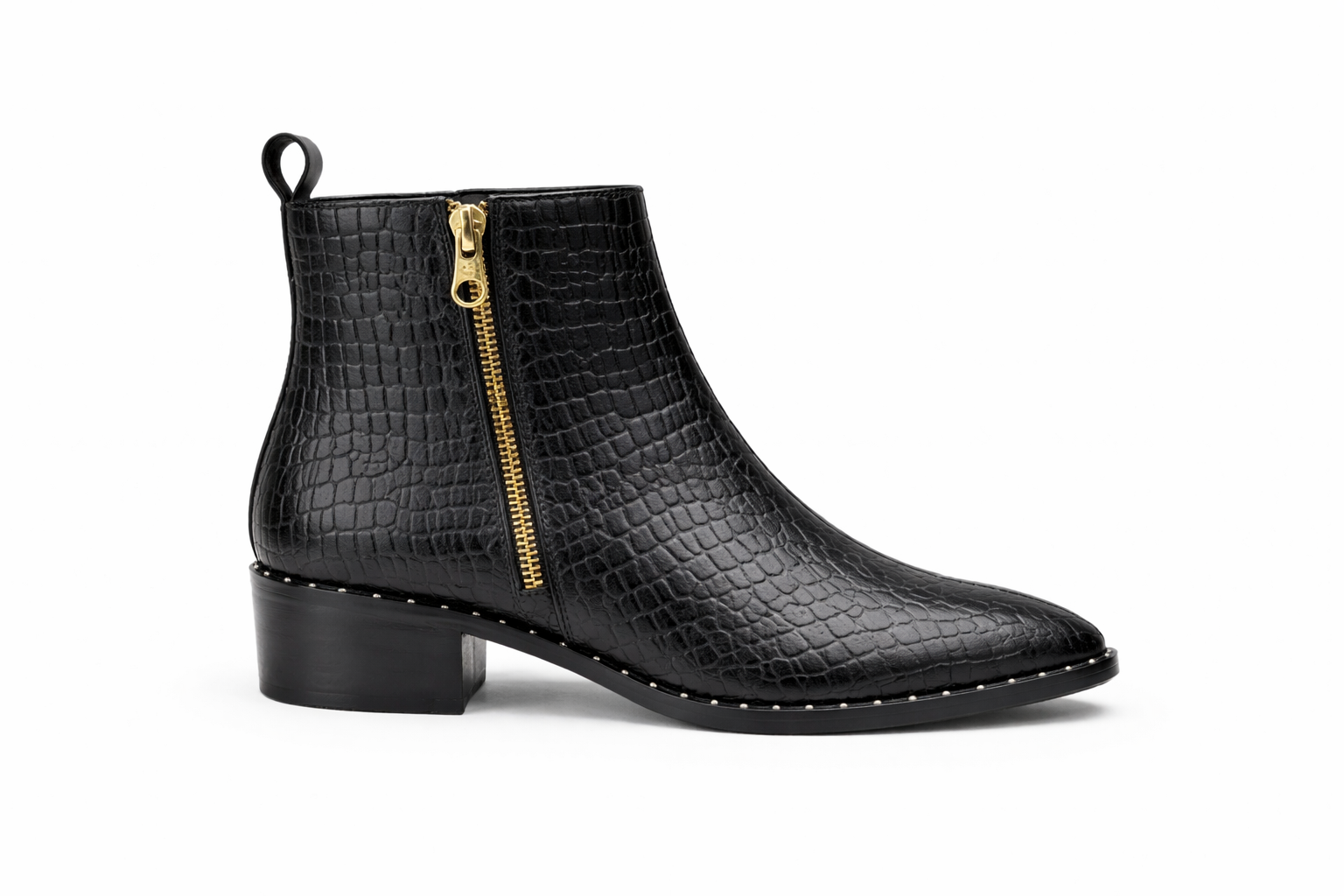 Men's Double Zipper Crocodile Embossed Ankle Boots