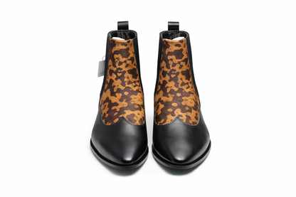 Men's leopard print Chelsea boots