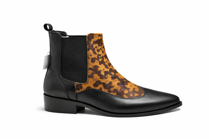 Men's leopard print Chelsea boots