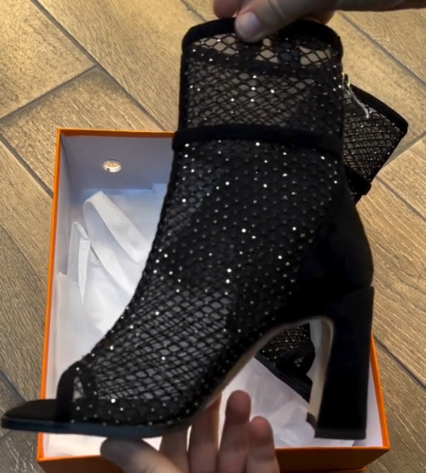 Women's Black Mesh Ankle Boots