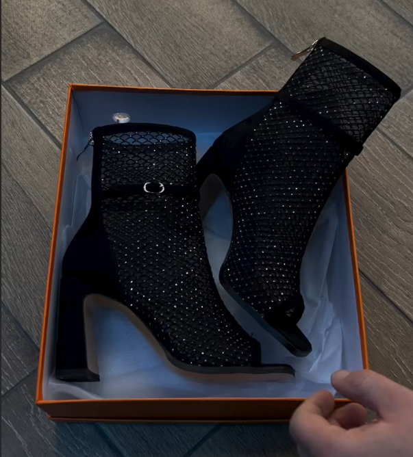 Women's Black Mesh Ankle Boots