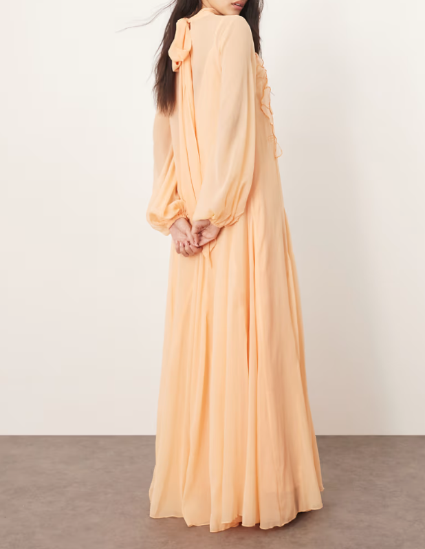 Women's floral appliqué tie-up dress