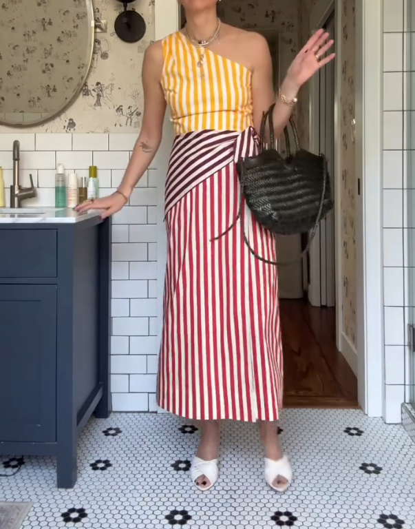 Women's striped slit dress