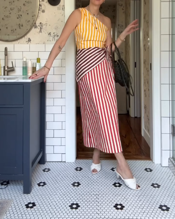 Women's striped slit dress