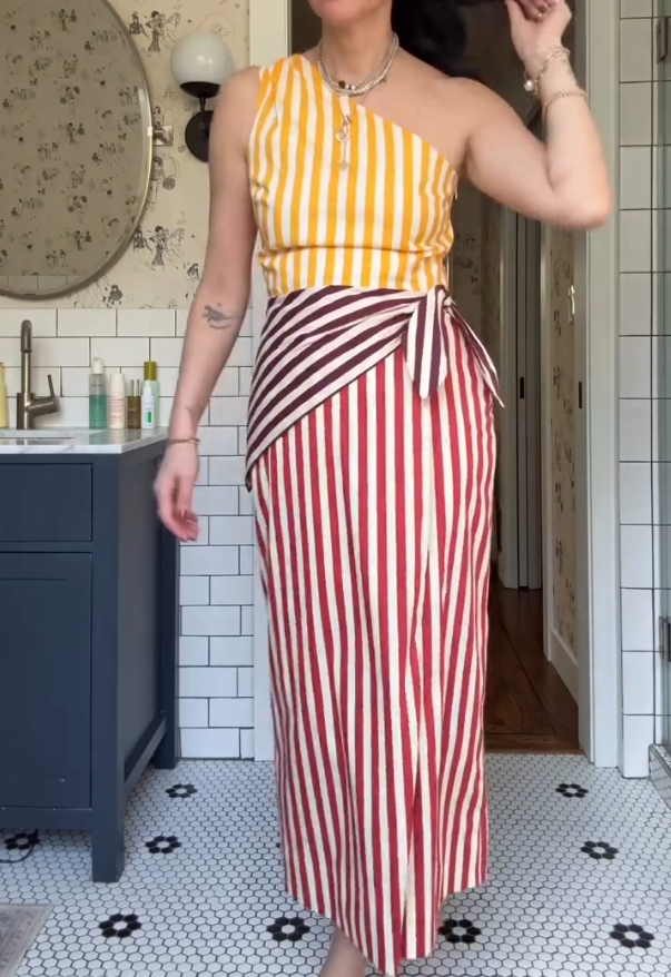 Women's striped slit dress