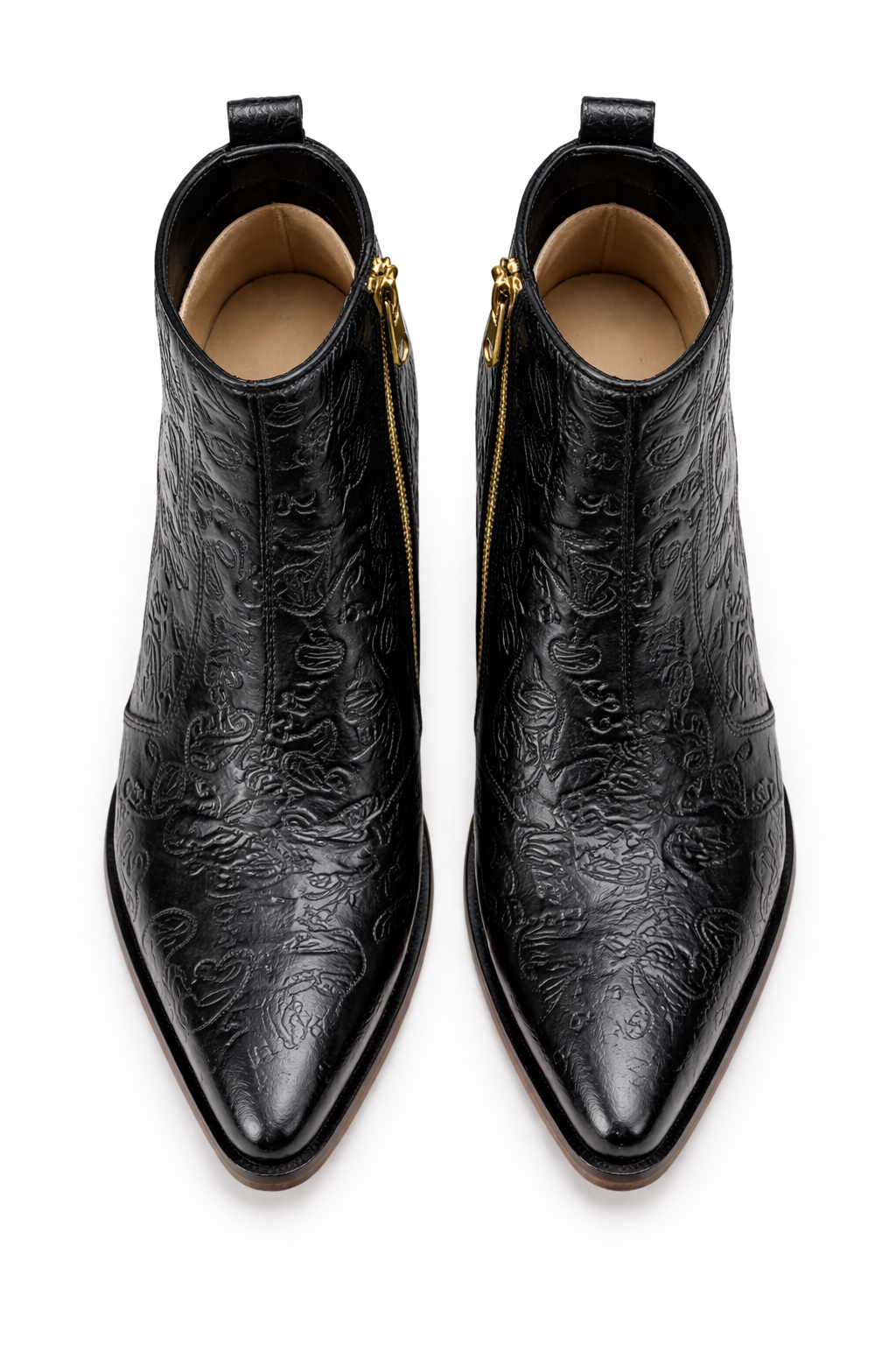 Men's Embossed Zipper Ankle Boots