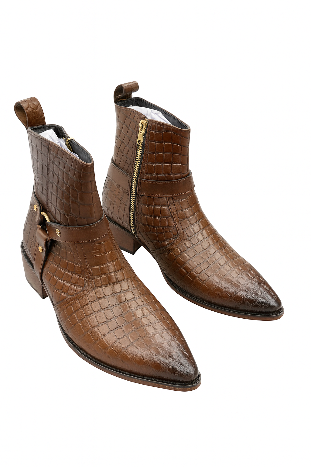 Men's premium crocodile-patterned leather boots