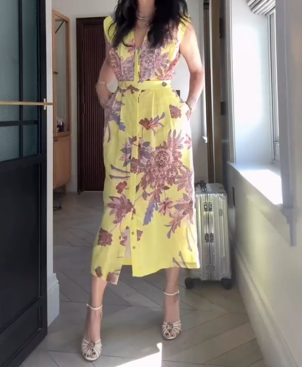 Women's V-neck button dress