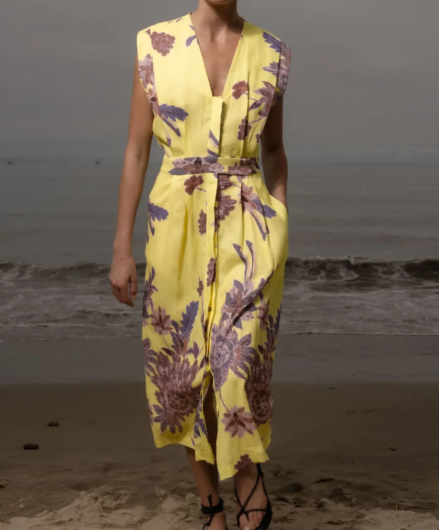 Women's V-neck button dress