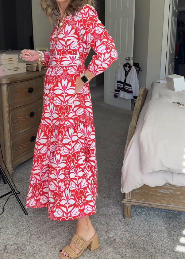 Women's belted printed dress