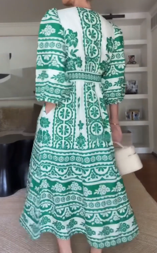 Green Geo Print Maxi Dress