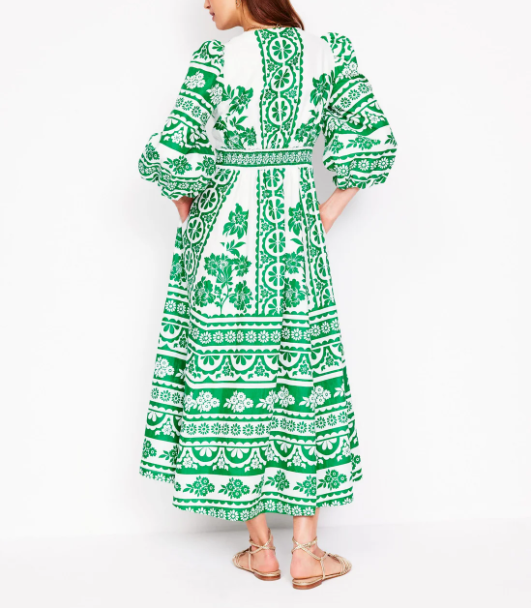 Green Geo Print Maxi Dress
