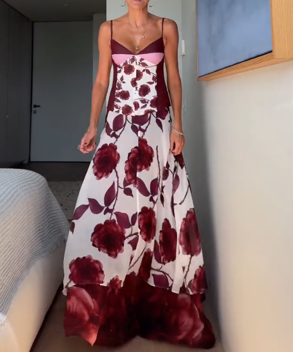 Crimson Rose Corset Maxi Set