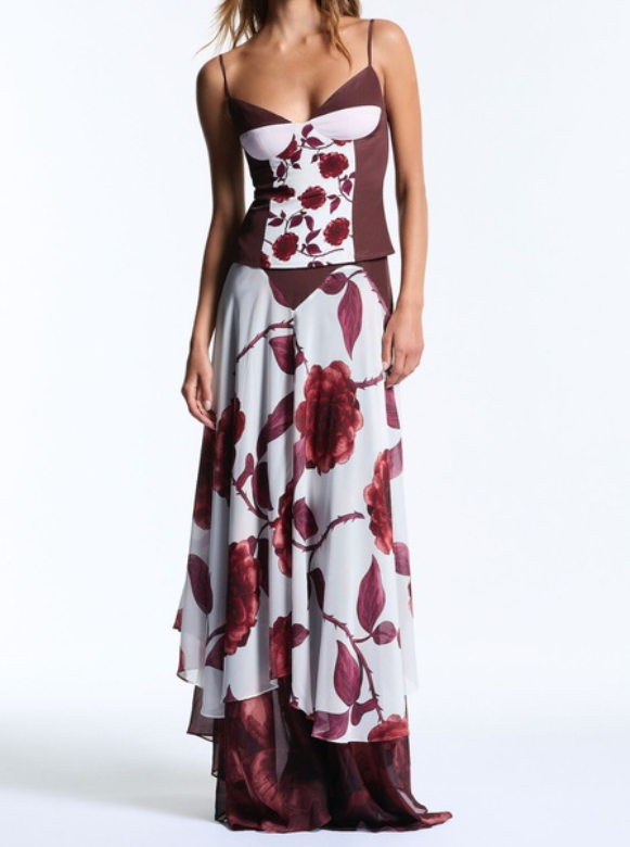 Crimson Rose Corset Maxi Set